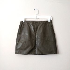 Lulu's Olive Green Vegan Mini Skirt